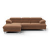 ECKSOFA mit Schlaffunktion und Bettkasten, verstellbare Kopfstützen - Chromfarben/Braun, Textil/Metall (254/167cm) - Cotta