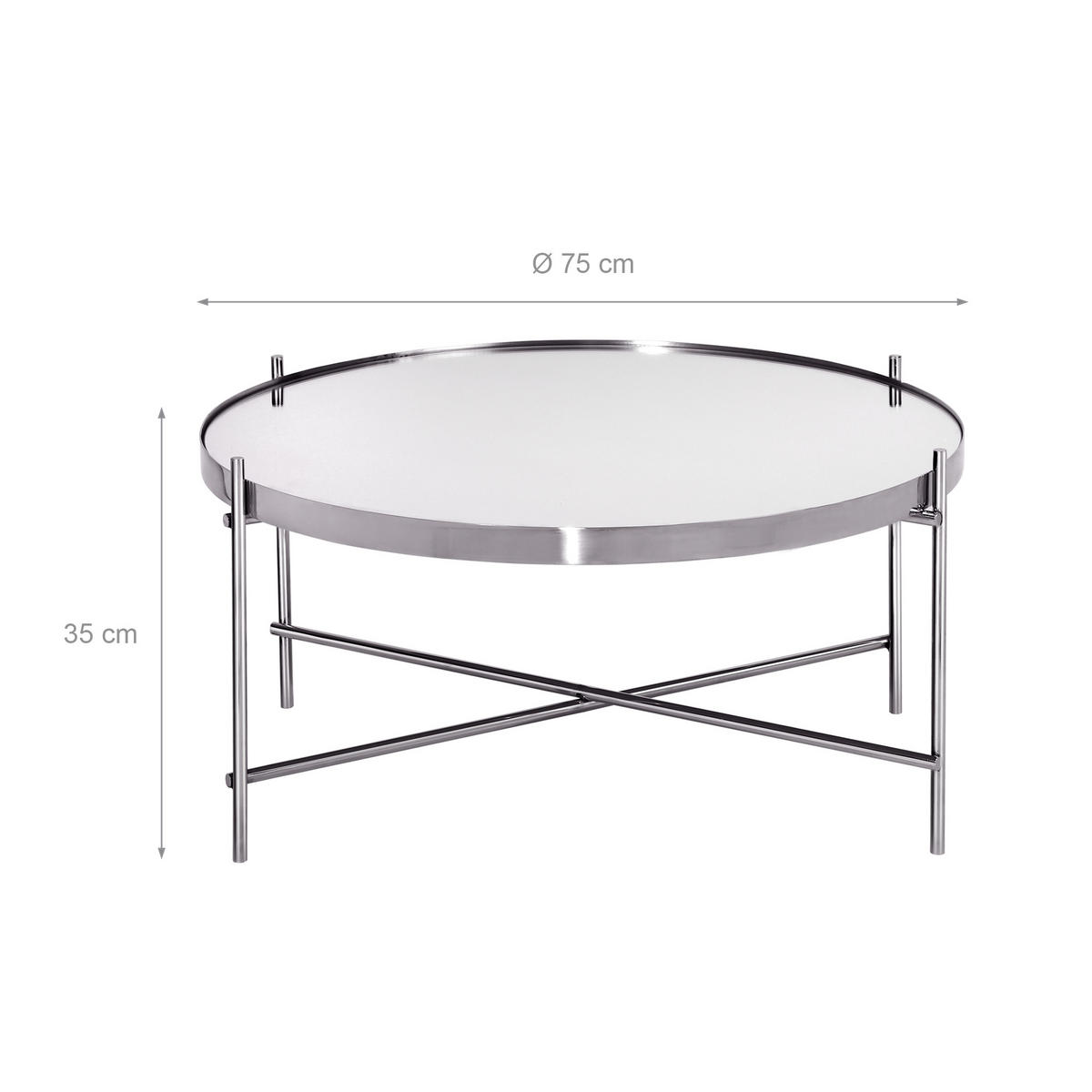 COUCHTISCH Silber 43/43/45 - 75/75/35 cm 2er Set - Silberfarben, Metall (75/75/35cm) - WOMO-DESIGN