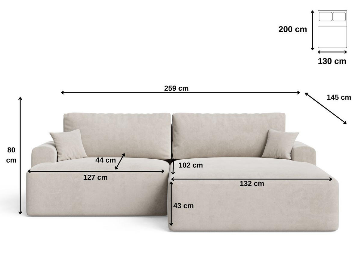 ECKSOFA Serene Grau Links - Grau, Holz/Textil (259/145cm) - Graingold