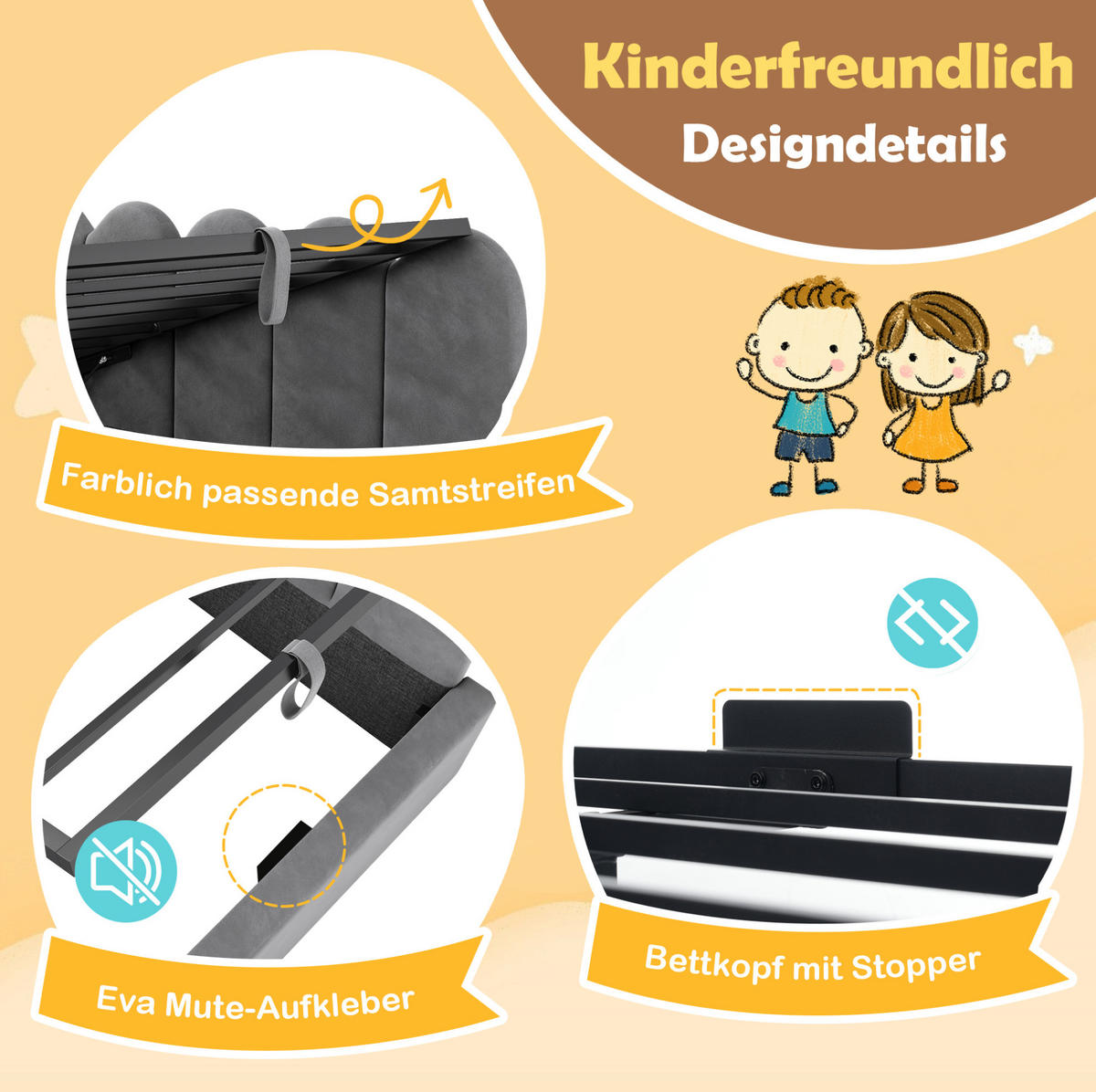 POLSTERBETT 90/200 cm Grau aus Samt mit Stauraum - Grau, Holz (90/200cm) - OKMYHOME