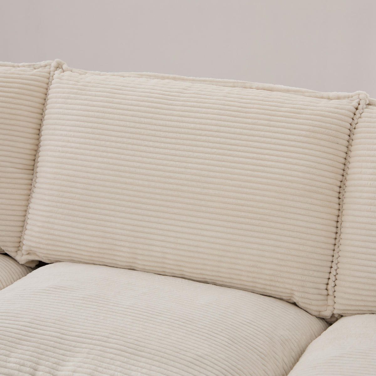 SOFA 3-Sitzer modular 260 x 132 x 84 cm Corduroy Beige mit Hocker - Beige, Kunststoff (132/260cm) - Meubliv