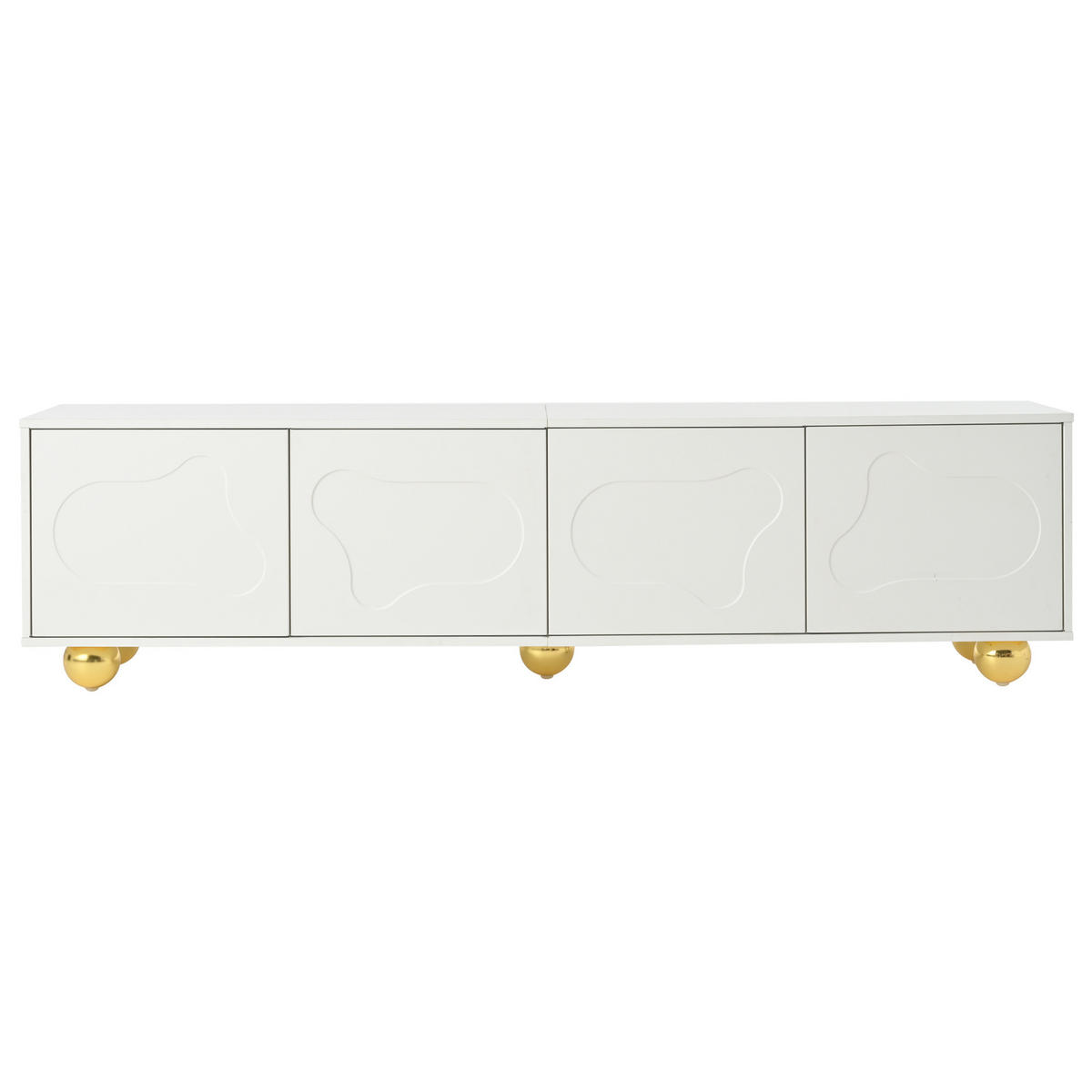 TV-SCHRANK 180/40/45 cm weiß Spanplatte mit 2 Schränken und Wolkenform - Weiß, Holzwerkstoff (180/45/40cm) - OKWISH