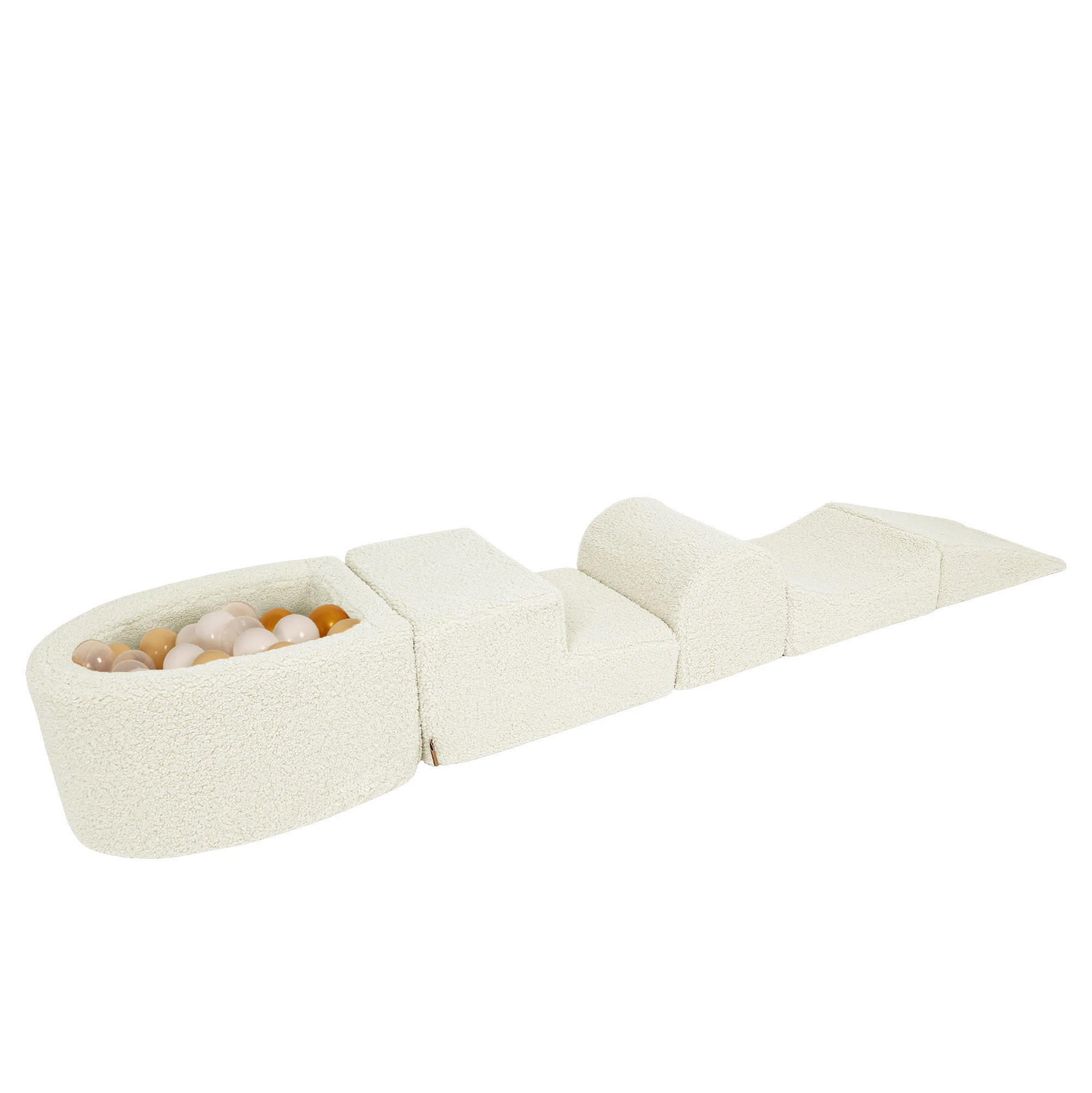 BÄLLEBAD klein mit Schaumstoff Bausteinen, Bearly, Creme - Transparent/Beige, Textil (250/45/30cm) - MeowBaby