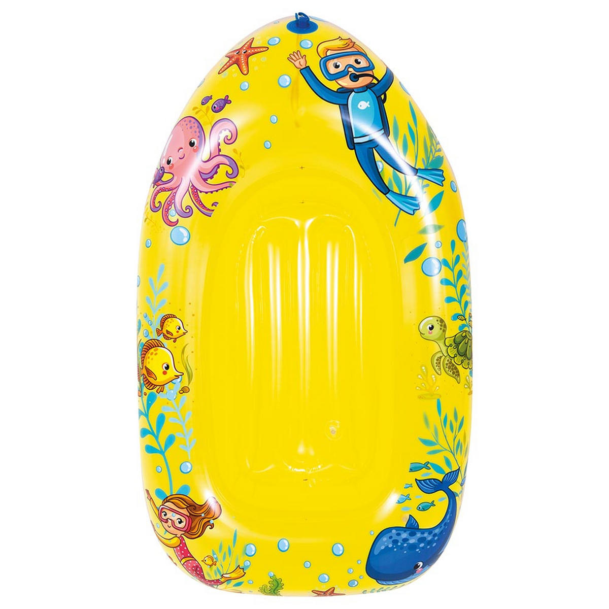 SCHWIMMBOOT Kinderboot Meerdesign 112x70 cm - Blau/Gelb, Kunststoff (70/112cm) - Avenli