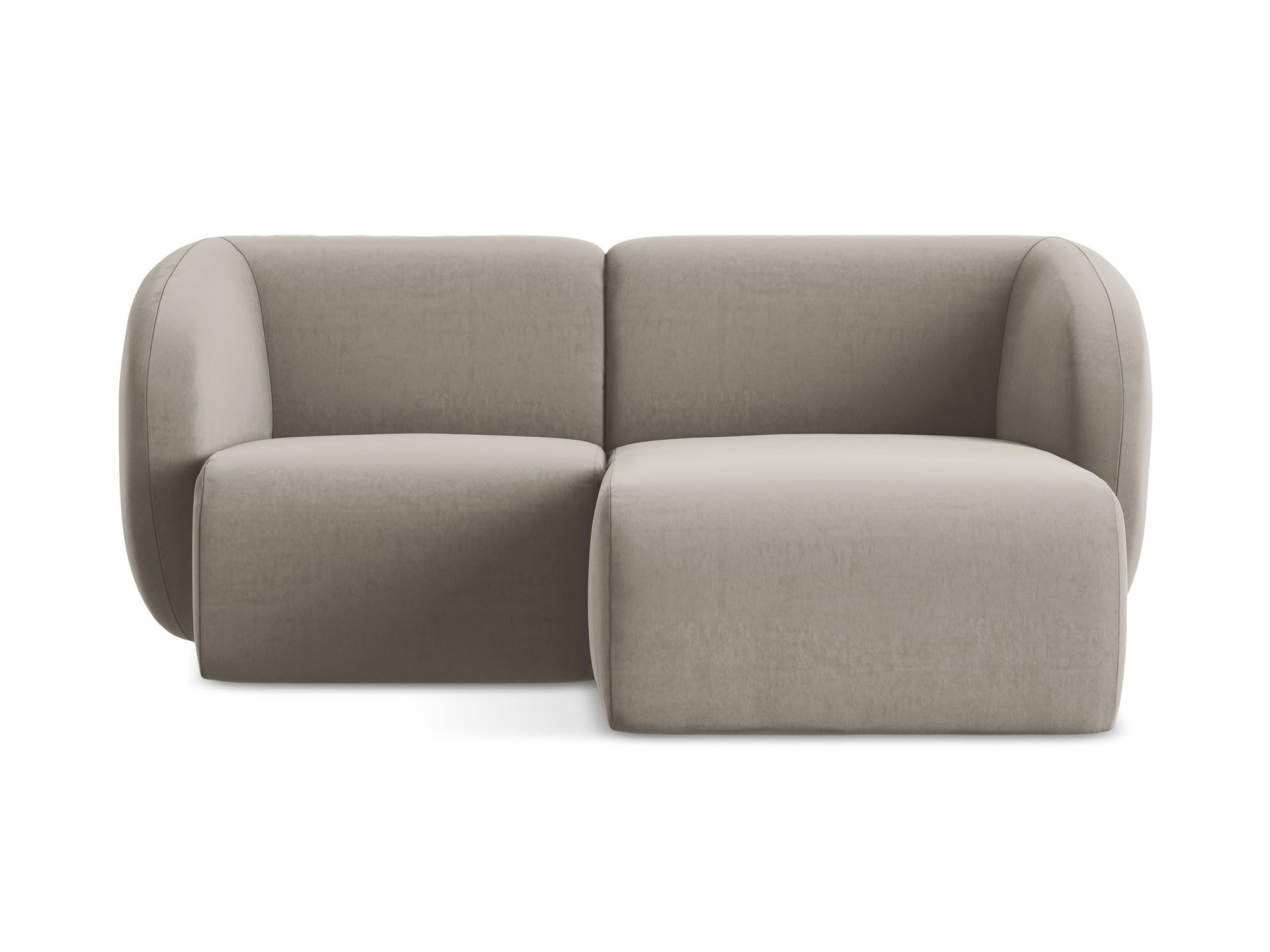 ECKSOFA Rechts Samt Stoff Grau - Taupe/Schwarz, Holzwerkstoff/Kunststoff (178/166cm) - Makamii