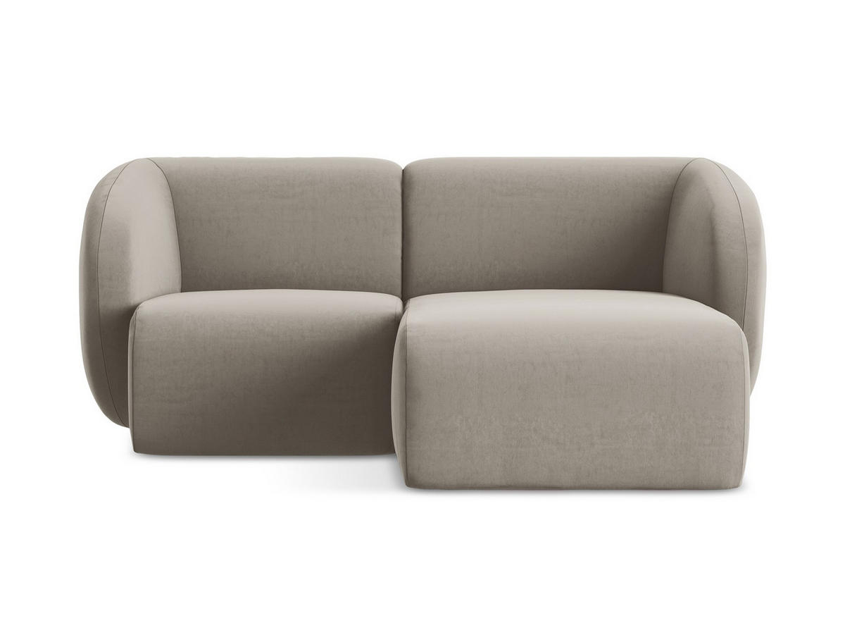 ECKSOFA Rechts Samt Stoff Grau - Taupe/Schwarz, Holzwerkstoff/Kunststoff (178/166cm) - Makamii
