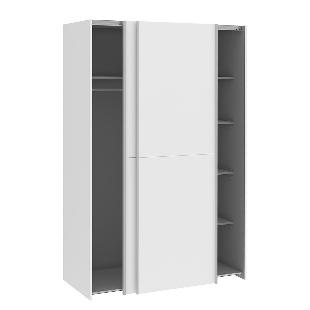 SCHWEBETÜRENSCHRANK - Silberfarben/Weiß, Holzwerkstoff/Metall (120/191/61cm) - home24