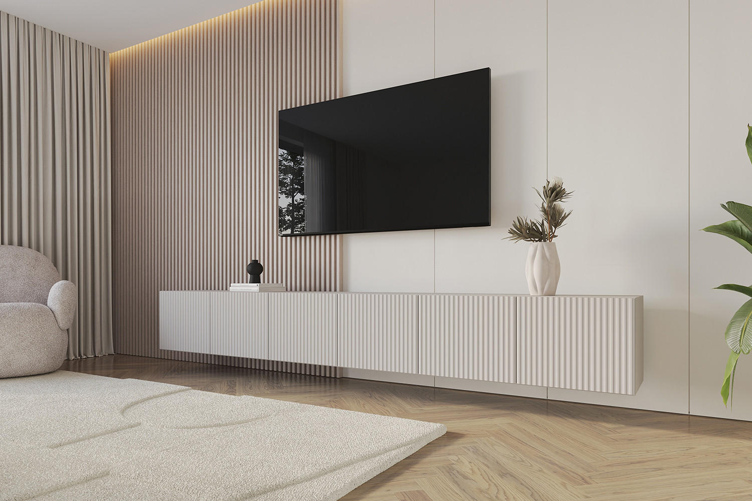 LOWBOARD NOA-2-W 3x100x40x41 cm - Kaschmir - Kaschmir, Holzwerkstoff (300/40/41cm) - ALTDECOR