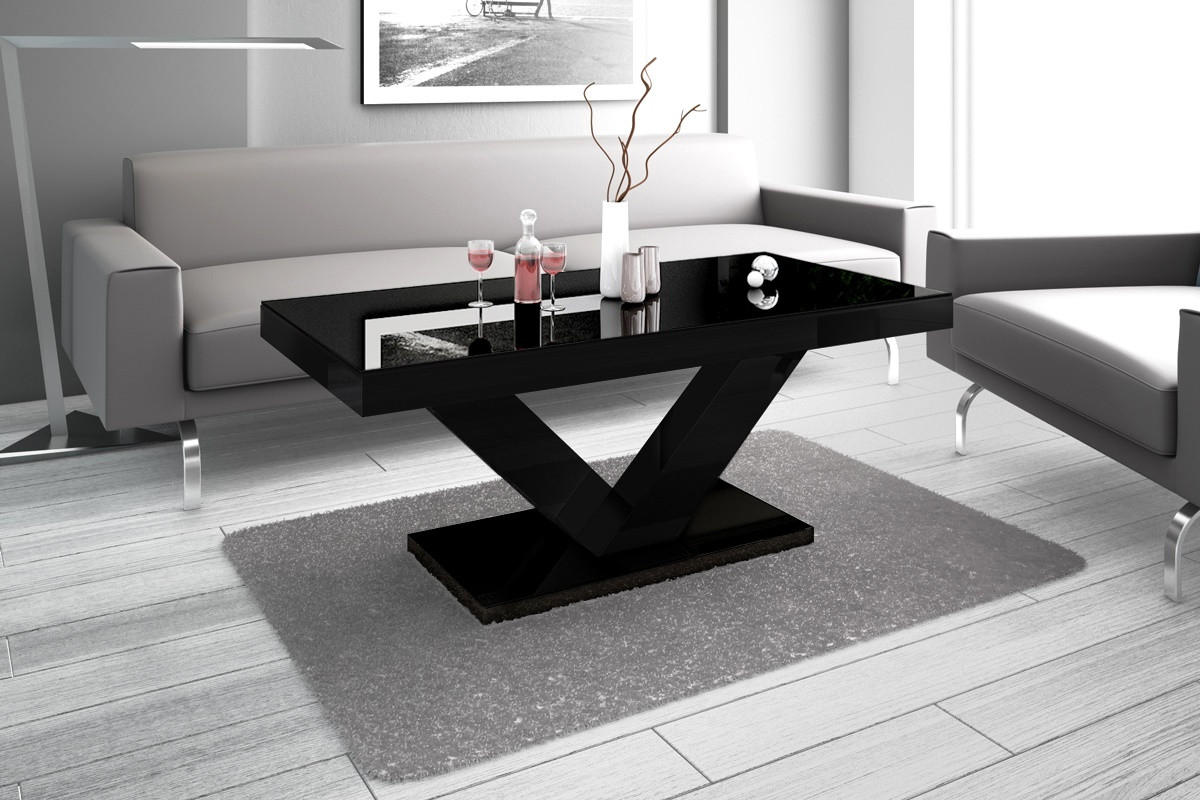 COUCHTISCH rechteckig Schwarz Hochglanz 120/60/49 cm - Schwarz Hochglanz, Holzwerkstoff (60/120/49cm)