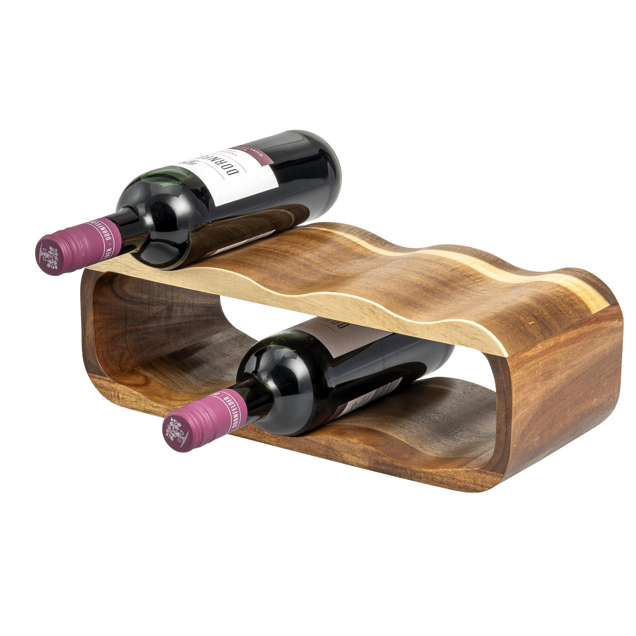WEINREGAL, aus Akazienholz, braun - Akaziefarben, Holz (39/14.5/15cm) - eluno