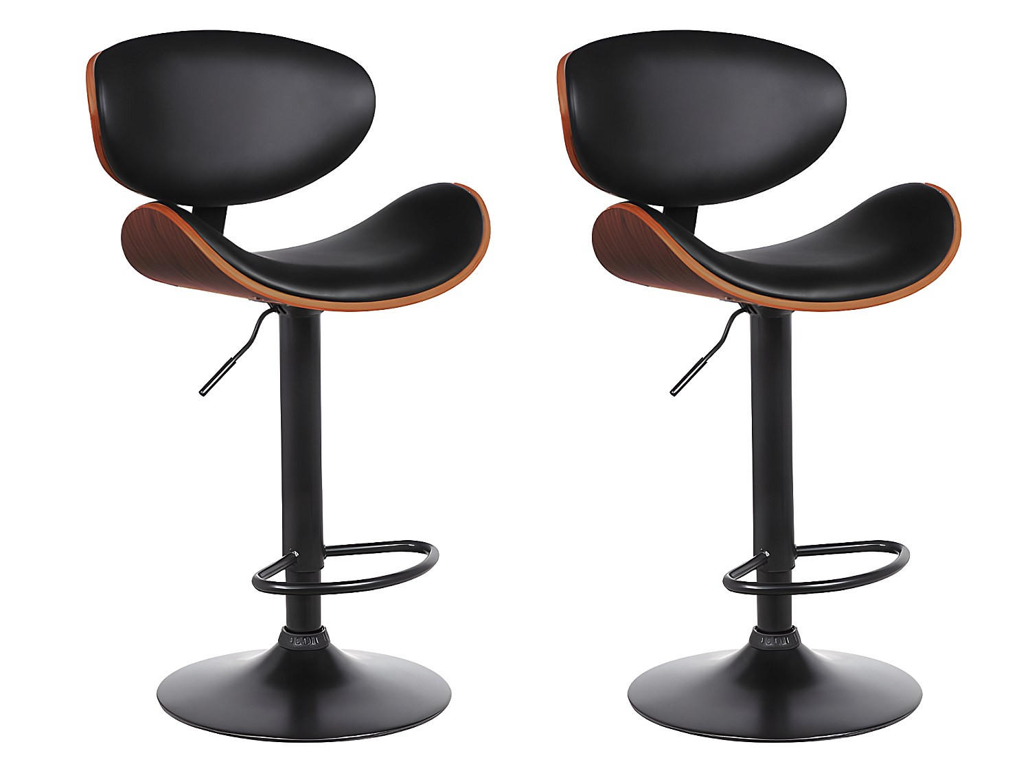 BARHOCKER 2er-Set höhenverstellbar - Kunstleder und Metall - Nussbaumfarben & Schwarz - MONTENEGRO - Dunkelbraun/Schwarz, Leder (46/111/49.5cm) - Vente-Unique