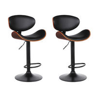 BARHOCKER 2er-Set höhenverstellbar - Kunstleder und Metall - Nussbaumfarben & Schwarz - MONTENEGRO - Dunkelbraun/Schwarz, Leder (49.5/111/46cm) - Vente-Unique