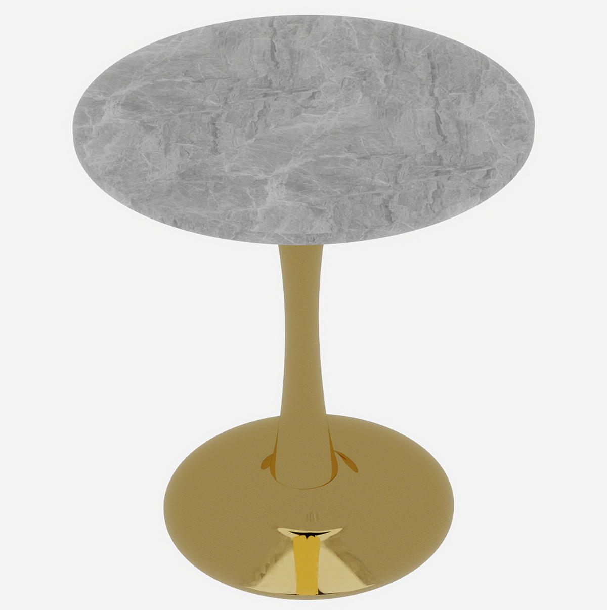 BEISTELLTISCH 70/70/72 cm vielseitig einsetzbar mit runder Marmoroptik und modernem Design, Goldfarben - Goldfarben, Stein (70/70/72cm) - Redom