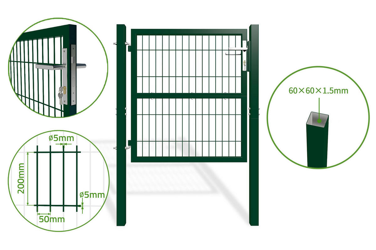 GITTERTOR Razo grün 1m H.100cm Metall - Grün, Metall (106/106cm) - Casanoov