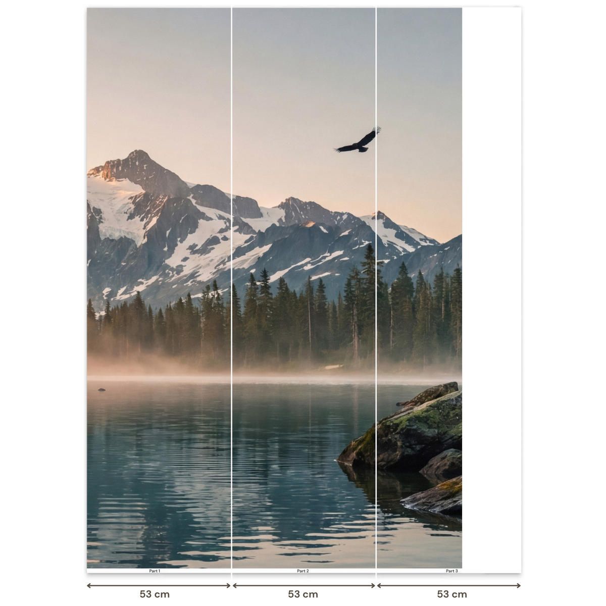 TAPETE - Berge - Wasser - Bäume - 140x220 cm - Multicolor, Papier (140/220cm) - OnlyWow