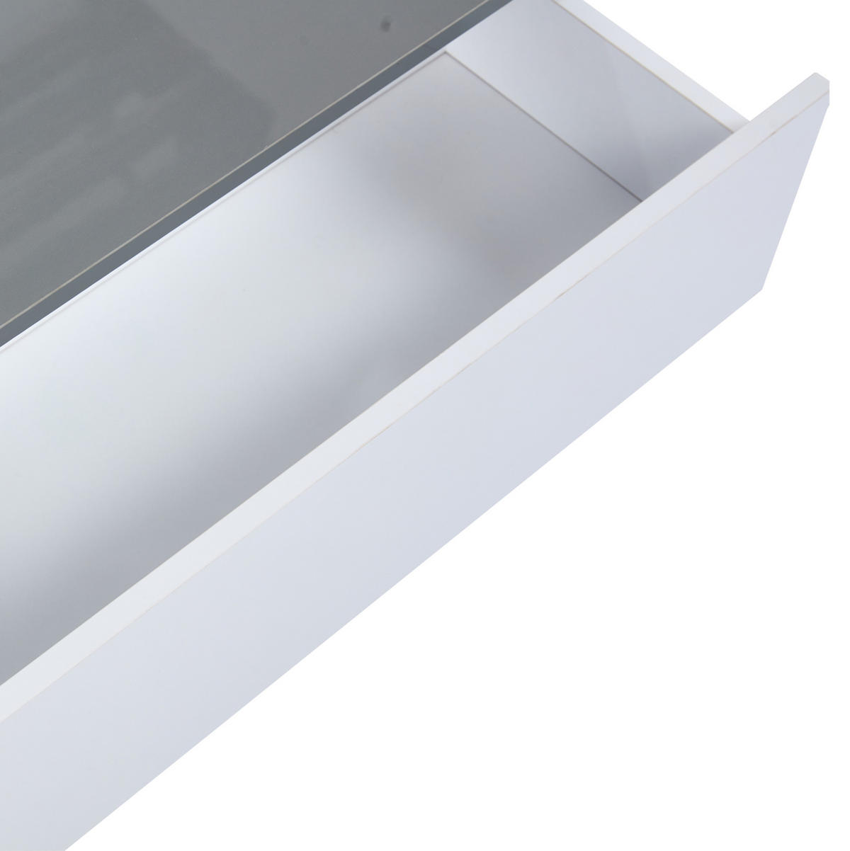 KONFERENČNÍ stolek 70/70/35 cm bílý a šedý z MDF s výklopnou deskou LED a úložným prostorem - bílá, kompozitní dřevo (70/70/35cm) - OKWISH