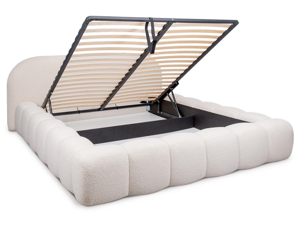 POLSTERBETT Evora 1 Hellbeige 180/200 cm Boucle mit Bettkasten - Beige, Textil/Metall (180/200cm) - wonello