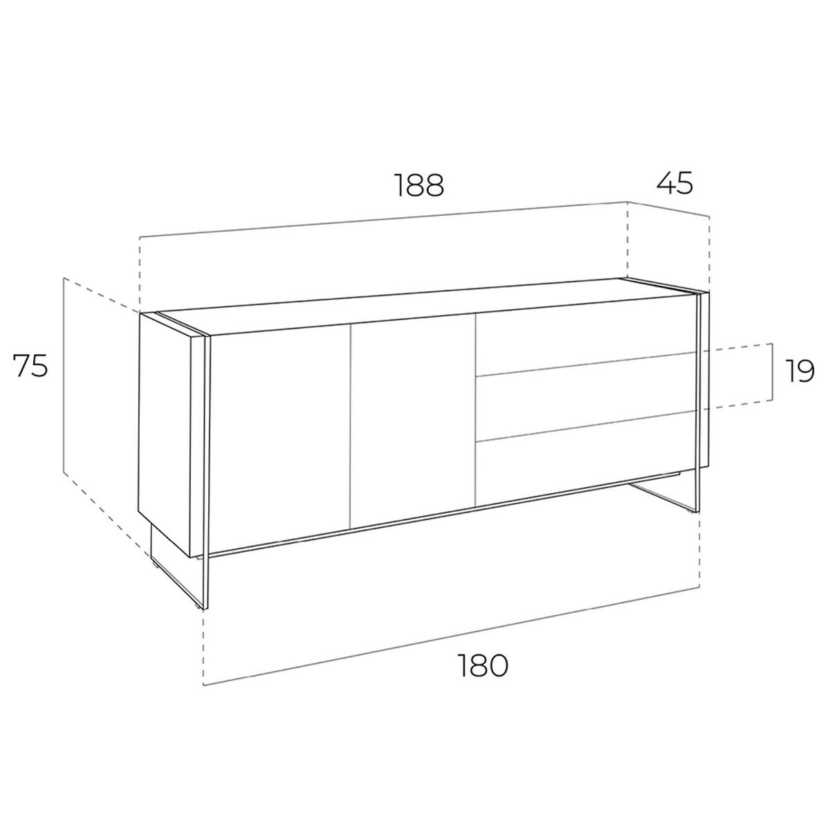 SIDEBOARD Sideboard aus Nussbaum und gehärtetem Glas 188/45/75 cm - Transparent/Walnussfarben, Glas/Holz (188/75/45cm) - ANGEL CERDA