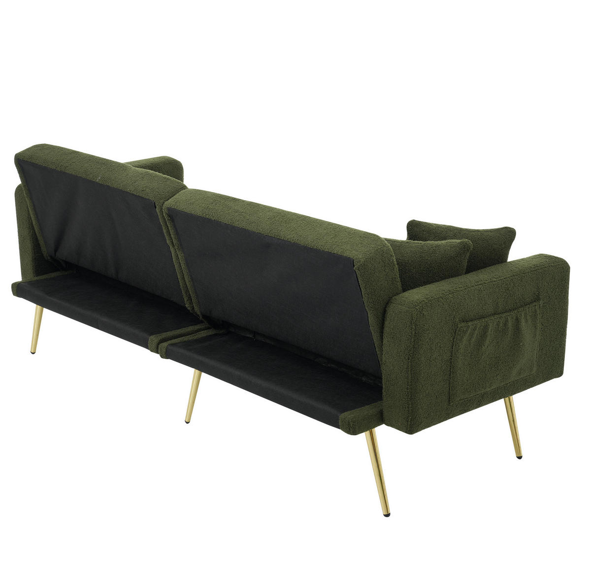 ROZKLADACIA pohovka, 175/64/72 cm, sherpa látka starozelená, s nastaviteľným operadlom - zelená, plast (175/72/64cm) - BEAOK