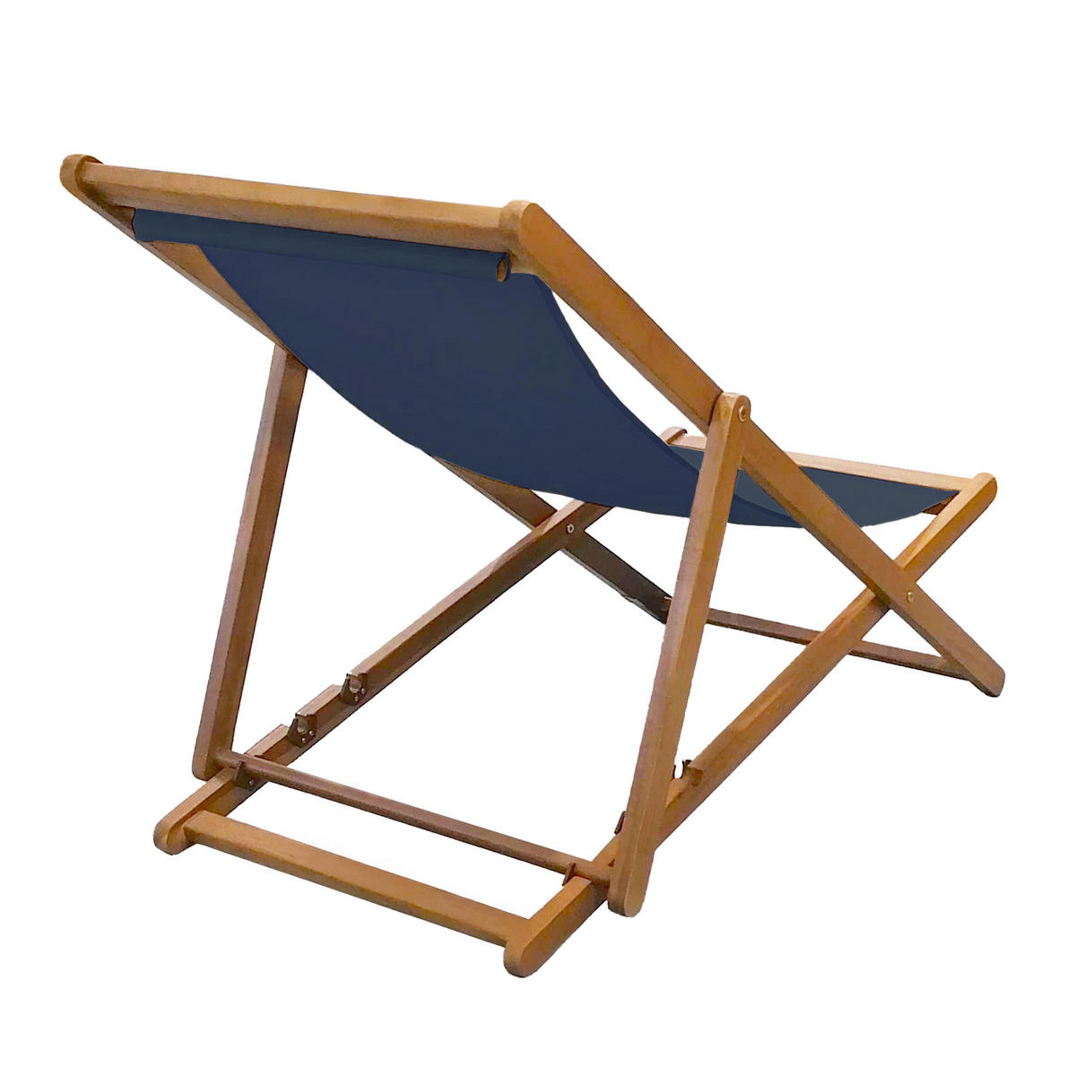 LIEGESTUHL 2-tlg., Dunkelblau - Blau, Holz (60/87/113cm) - Oviala
