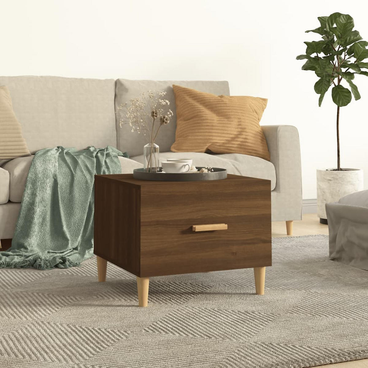 COUCHTISCH Braun Eiche 50x50x40 cm Holzwerkstoff - Braun, Holzwerkstoff (50/50/40cm) - furnicato