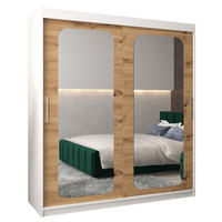 SCHWEBETÜRENSCHRANK 200/180/62 2-türig - Silberfarben/Eiche Artisan, Holz/Kunststoff (180/200/62cm) - Abiks Möbel