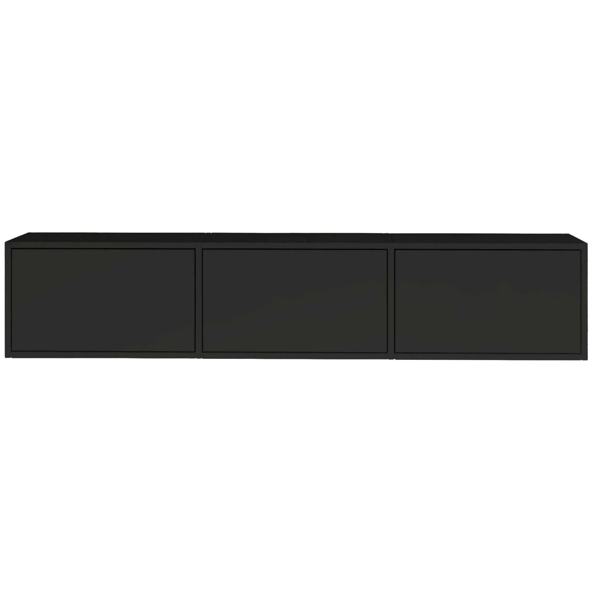 TV-LOWBOARD hängend, 3 Klappen, Schwarz, 150 cm - Schwarz, Holzwerkstoff (150.1/30/30cm) - Selsey