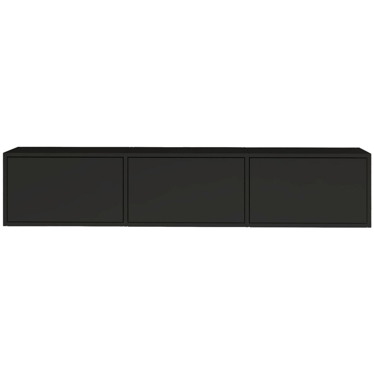 TV-LOWBOARD hängend, 3 Klappen, Schwarz, 150 cm - Schwarz, Holzwerkstoff (150.1/30/30cm) - Selsey