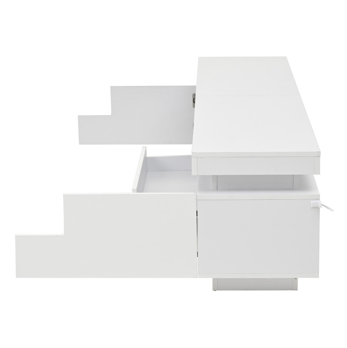 TV-LOWBOARD aus Spanplatte 175x38x45 cm Weiß mit LED-Beleuchtung, 2 Schränken und Schublade - Weiß, Holzwerkstoff (175/45/38cm) - IVMEU