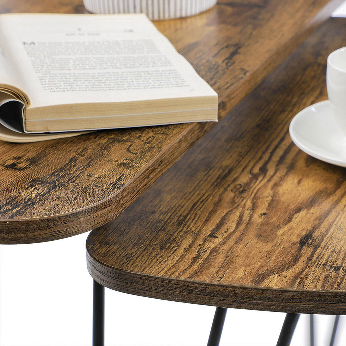 BEISTELLTISCH COUCHTISCH 2ER-SET - Braun, Holzwerkstoff (60/38/48cm) - Hansiro
