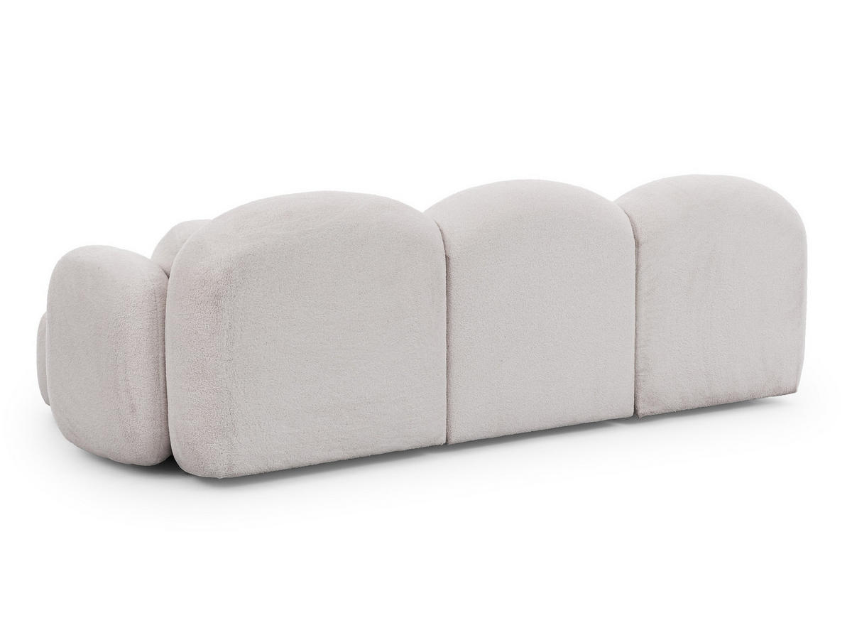 ECKSOFA Nuvola mit abgerundetem Design Schwarz Bouclé-Stoff - Ottomane Rechts - Schwarz/Weiß, Holz/Kunststoff (268/146cm) - S-Style Möbel
