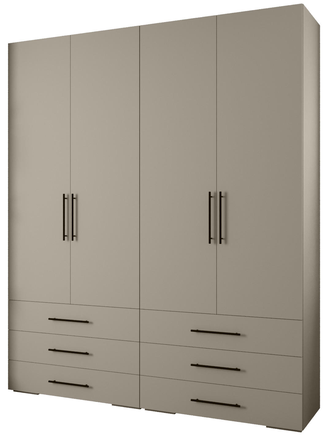 Abiks Möbel Garderoben-Set Kaschmir, Schwarz 200x236.7x47 cm