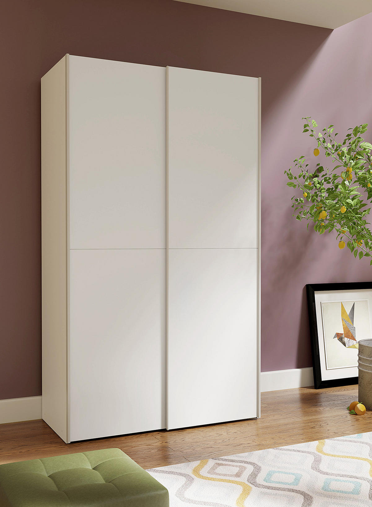 SCHWEBETÜRENSCHRANK - Silberfarben/Weiß, Holzwerkstoff/Metall (120/191/61cm) - home24