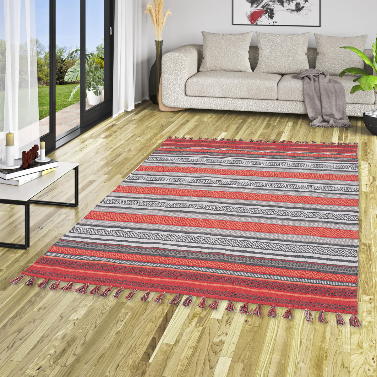 KELIM BAUMWOLLE NATUR TEPPICH GRACE - Rostfarben, Textil (90/160cm) - Pergamon