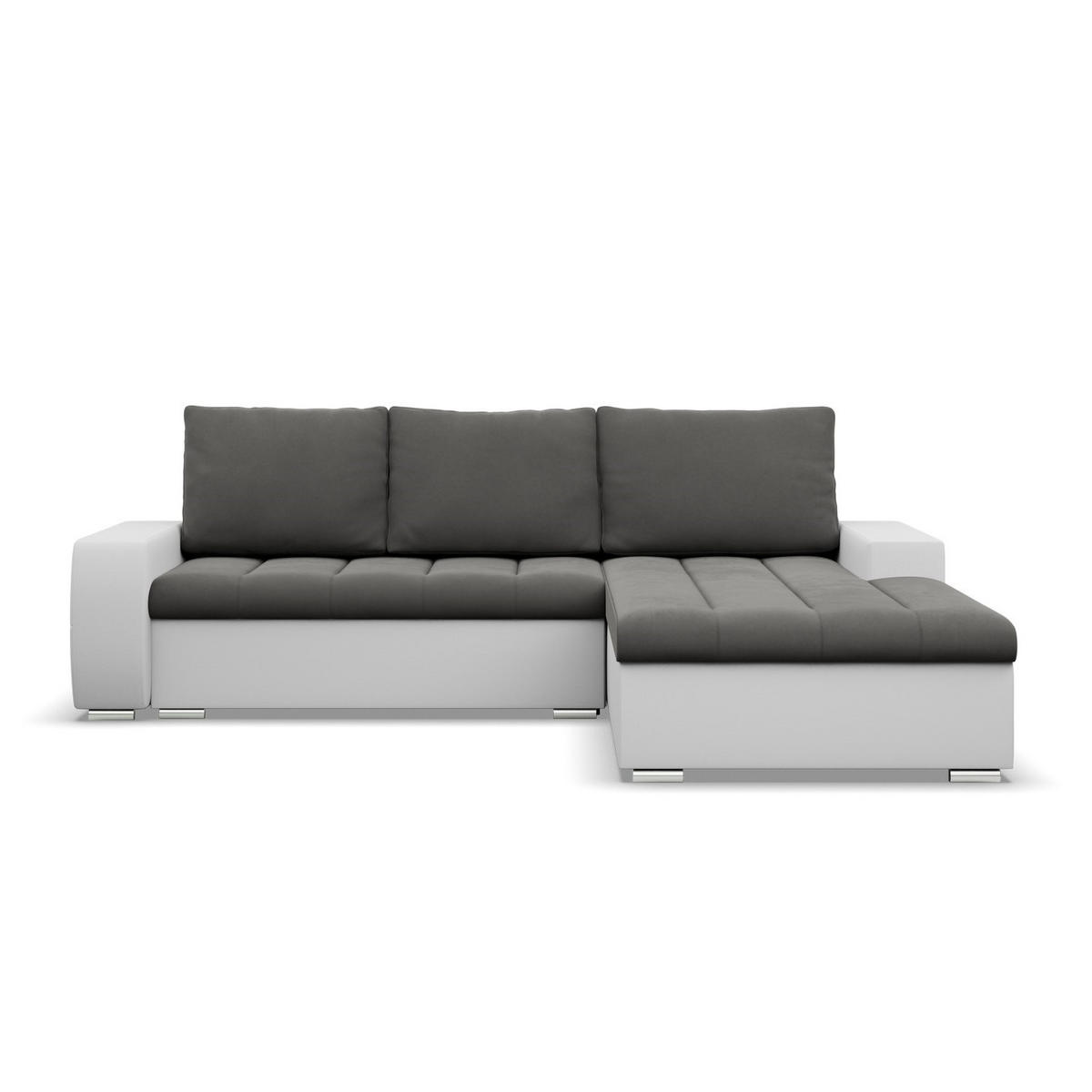 ECKSOFA MIT SCHLAFFUNKTION AURORA RECHTS, Dunkelgrau + Grau - Dunkelgrau/Hellgrau, Textil (243/200cm)
