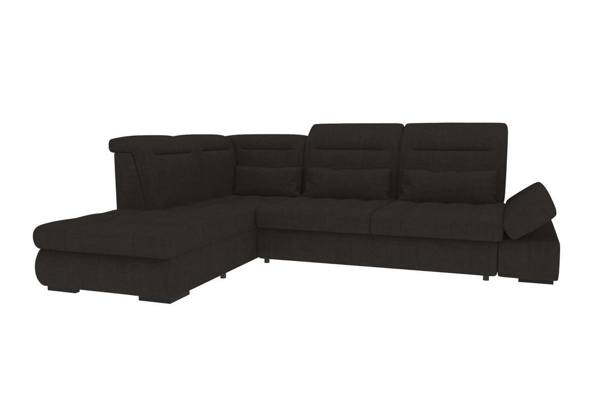 ECKSOFA Toscana Velours inkl. Schlaffunktion - Schwarz, Textil (227/279cm) - 99rooms