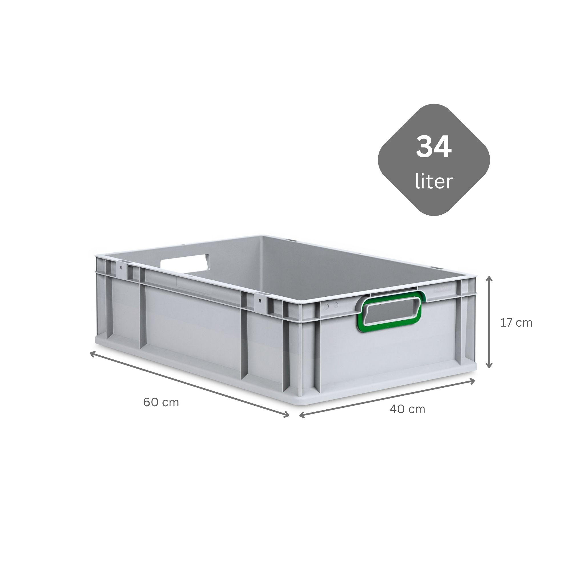 EUROBOX Nextgen Color 17x40x60cm 34 Liter Griffe Grün Offen - Grün, Kunststoff (40/17/60cm) - PROREGAL