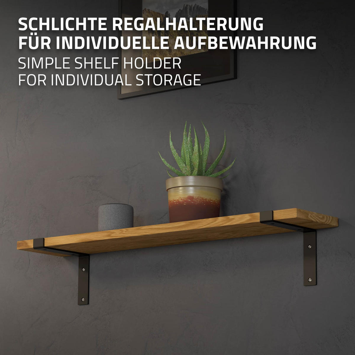 REGALHALTERUNG - Schwarz, Metall (17/4/20.5cm) - ML-DESIGN