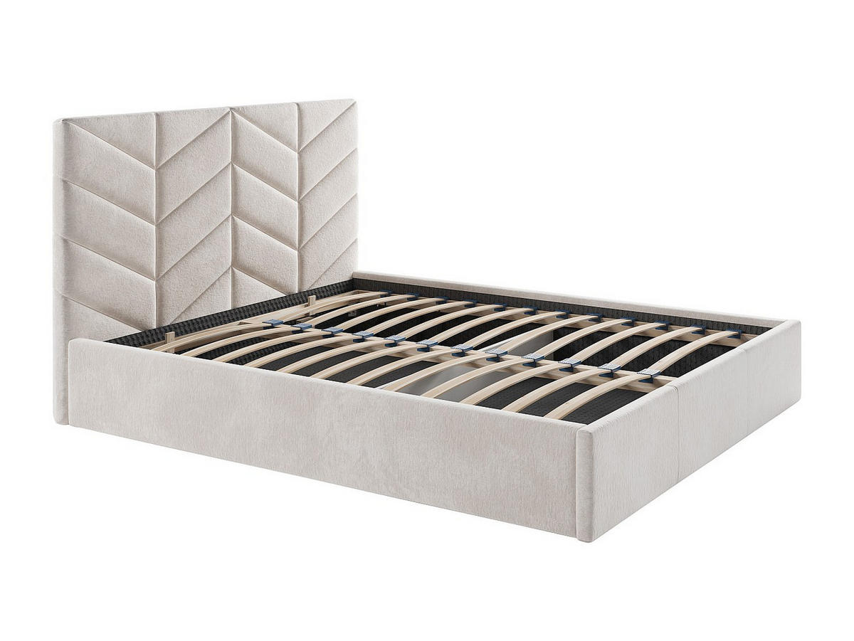 BETT mit Bettkasten - 2 Personen - Stoff - Cremefarben - - Creme, Textil (200/200cm) - Vente-Unique