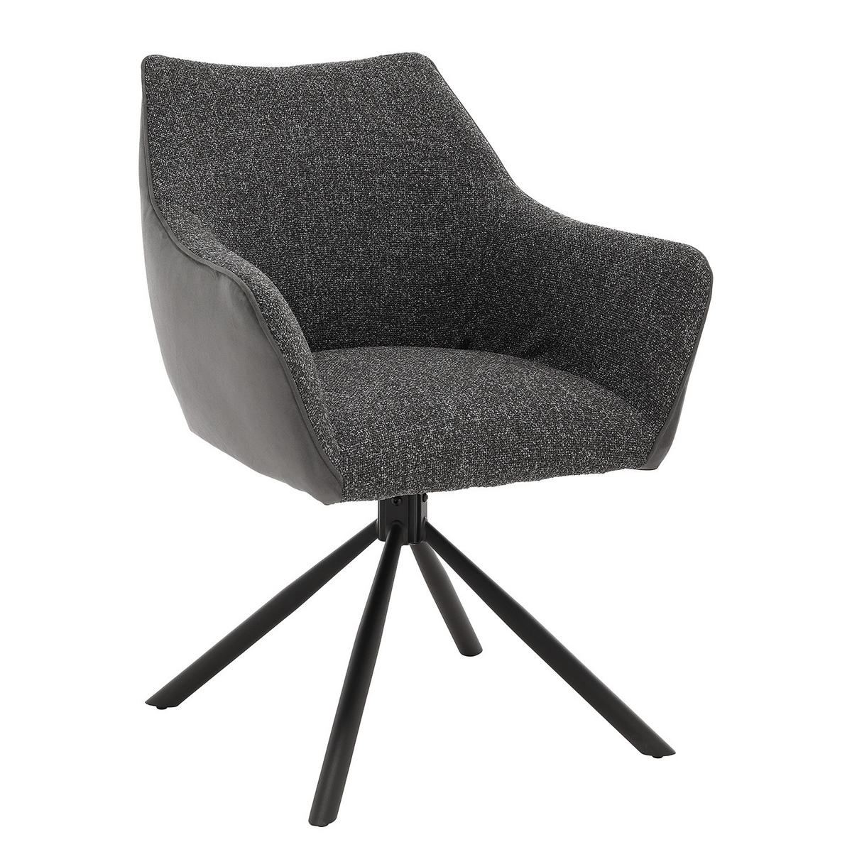 ARMLEHNENSTUHL - Drehbar - Graphitfarben, Textil/Metall (63/87/61cm) - home24