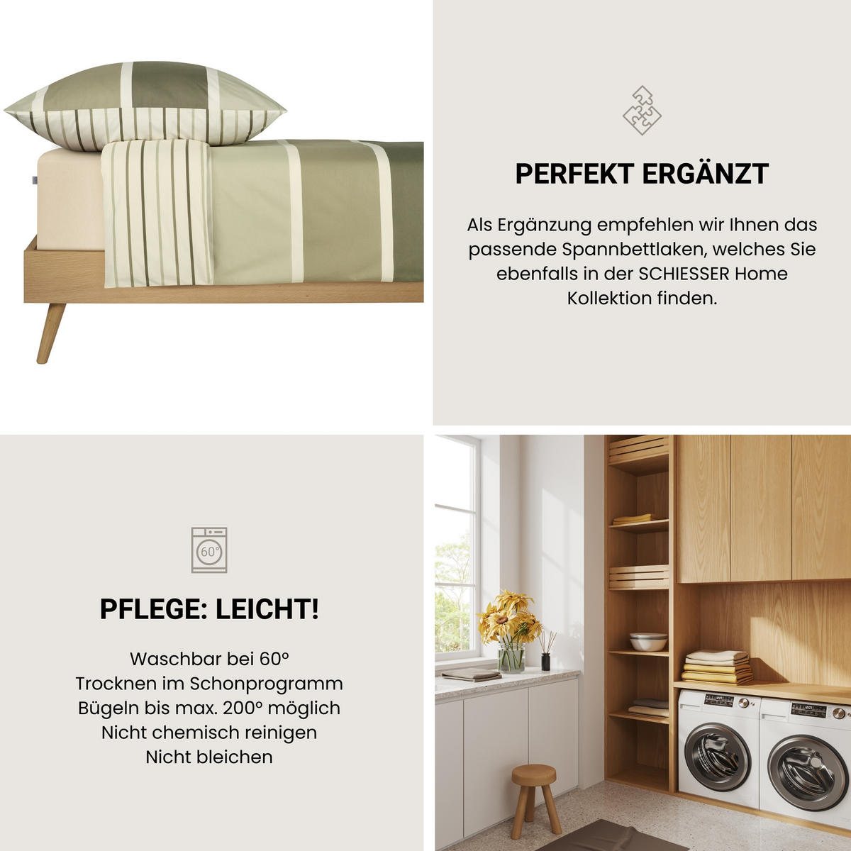 BETTWÄSCHESET Brody - Renforcé - 2-teilig - 135 x 200 cm - Grün - Grün, Textil (135/200cm) - SCHIESSER