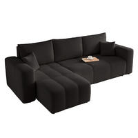 ECKSOFA Leros Mit Schlaffunktion - Schwarz, Holzwerkstoff/Textil (248/145cm) - Fun Möbel
