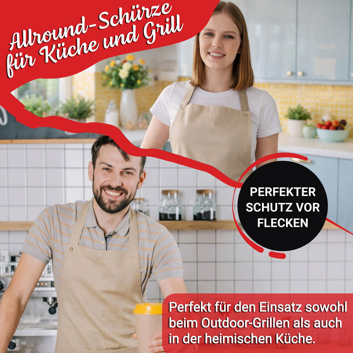 SCHÜRZE , 75x100 cm, 100% Baumwolle, Beige - Hellbraun, Textil (75/100cm) - Zollner