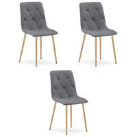 ESSZIMMERSTUHL 3-er Set TYRA dunkelgrauer Sitz, Beine in Holzfarbe - Dunkelgrau/Eichefarben, Textil (44.5/87/54.5cm) - Valora