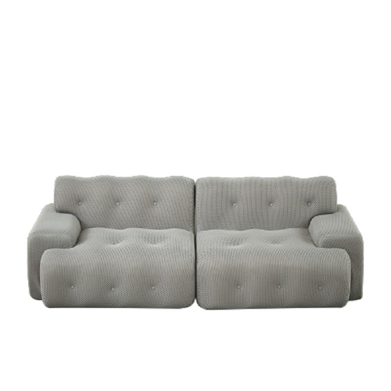 2-SITZER SOFA Grau mit Armlehnen und Knopfverzierung - Hellgrau, Textil (224/66/104cm) - WISHDOR