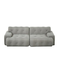 2-SITZER SOFA Grau mit Armlehnen und Knopfverzierung - Hellgrau, Textil (224/66/104cm) - WISHDOR