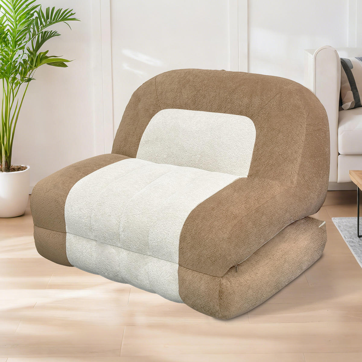 SCHLAFSESSEL Beige 100cm - Beige, Textil (100/96/90cm) - Vercart