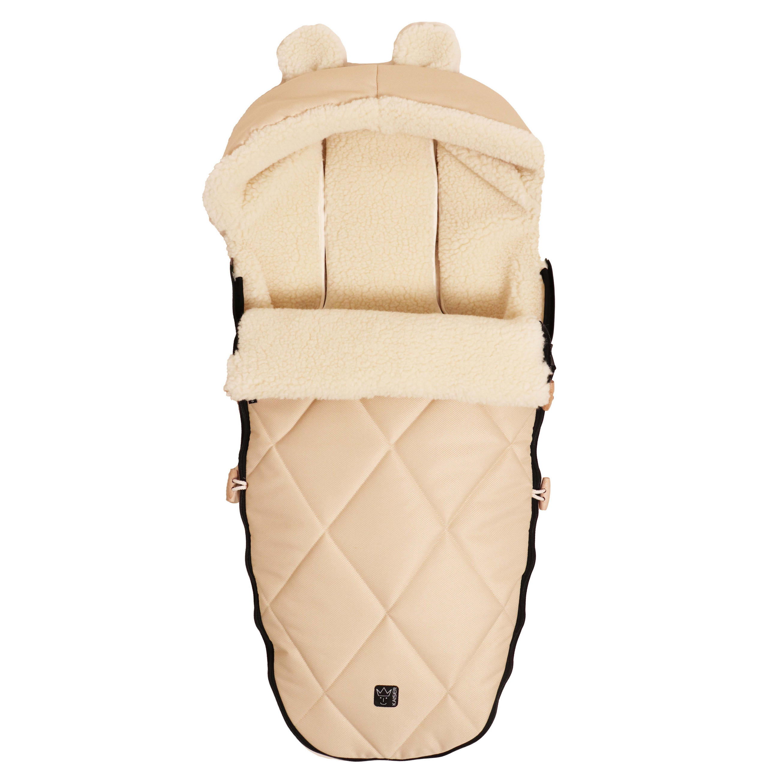 KINDERWAGENFUSSSACK XL EARS WOOL, marzipan - Beige, Naturmaterialien (43/93cm) - Kaiserbaby