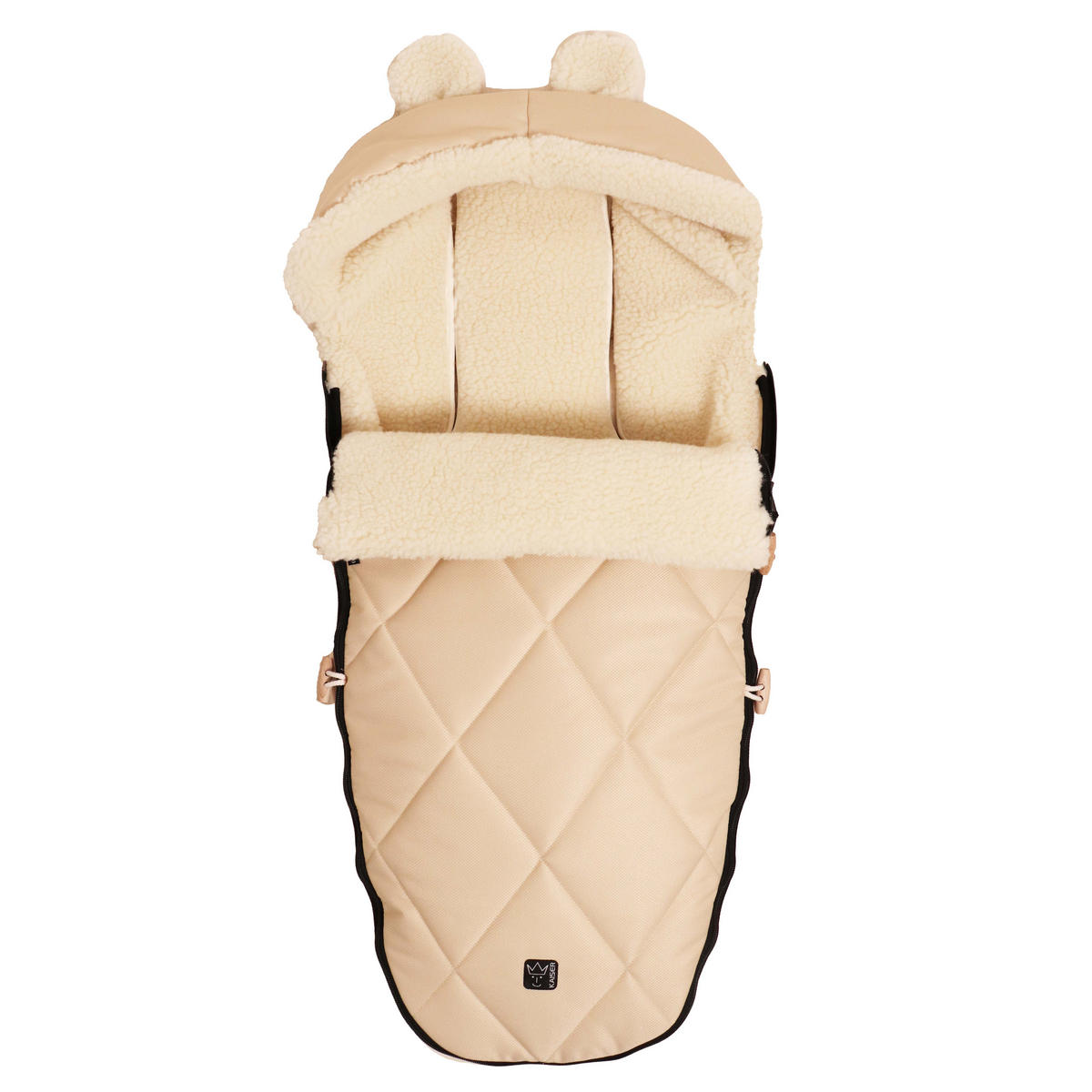 KINDERWAGENFUSSSACK XL EARS WOOL, marzipan - Beige, Naturmaterialien (43/93cm) - Kaiserbaby