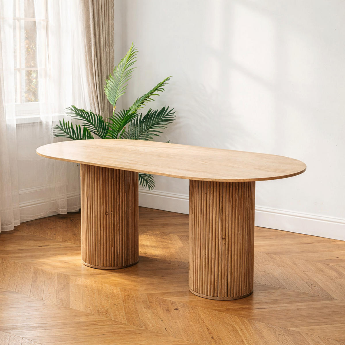 ESSTISCH Rund Braun 180 x 90 x 75 (cm) - Braun, Holz (90/180/75cm) - Nordlys
